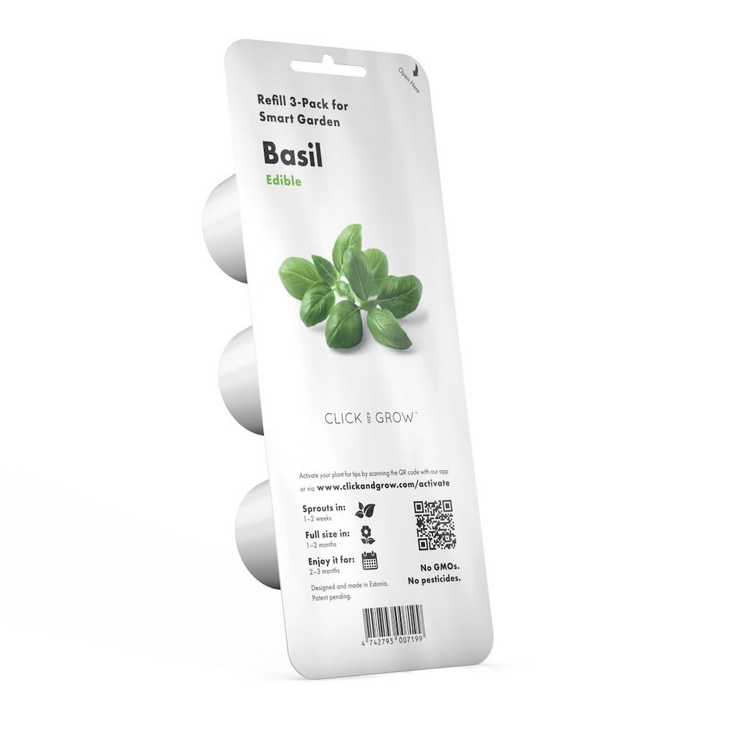 Click and Grow R362 Basil Refill 3-Pack for Smart Herb Garden, 7x7x21 cm