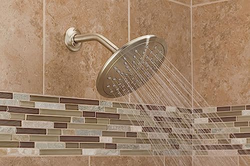 Moen Brushed Nickel 8-Inch Fixed Single Function Round Wide Rainshower Showerhead, 2.5 GPM, 6345BN