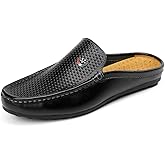 Men's Classic Leather Slippers Office Casual House Slip On Backless Loafers
