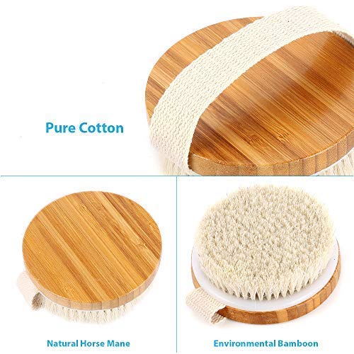 Veahom Soft Body Brush for Drying Brushing, Natural Bristle, Remove Dead Skin, Clean lymphatic system, Stimulates Blood Circulation, Dense and Soft Brush Suitable for Women and Adults Sensitive Skin