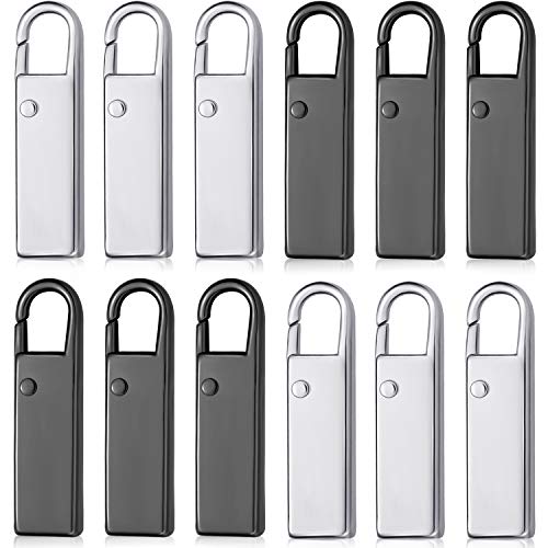 12-Pieces-Zipper-Pull-Tab-Replacement-Zipper-Repair-Luggage-Zipper-Pull-Extension-Metal-Zipper-Handle-Mend-Fixer-for-Suitcase-Luggage-Jacket-Backpack-Coat-Boot