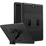 MoKo Tab S2 9.7 Case, [Heavy Duty] Shockproof Defender Full Body Rugged Hybrid Cover with Built-in Screen Protector for Samsung Galaxy Tab S2 9.7/S2 Plus 9.7 LTE Android 6.0/7.0 2017 Version, Black