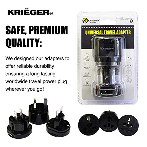KRIGER Small Size Worldwide International Travel Plug Adapter Kit- 150+ Countries