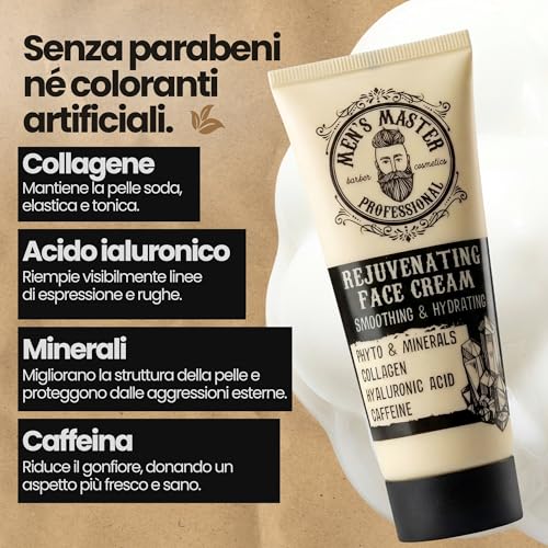 Men's Master Moisturising Cream Regenerating Face for Men | Anti-Wrinkle | Enriched with Collagen, Minerals and Hyaluronic Acid, 75 ml
