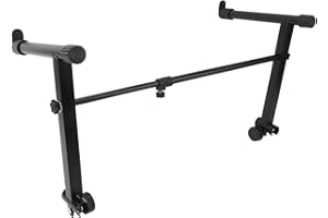 Fockety Keyboard Stand Extension Adapter, L Shape Keyboard Stand 2 Tier Riser Adjustable Height 42‑75cm Width Adjustment Universal Second Tier Stand for Electronic Piano