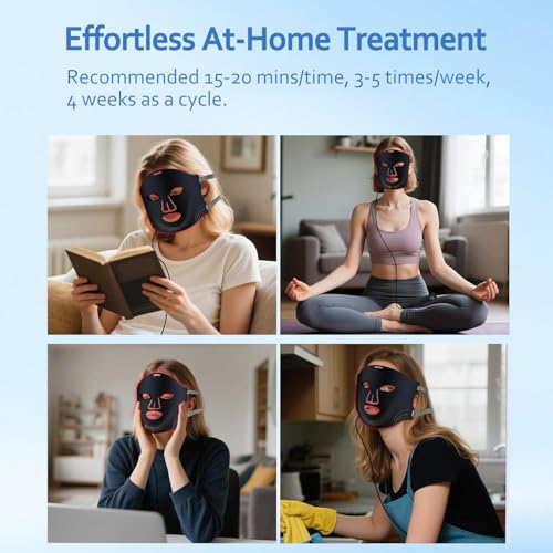 Medical-Grade LED Facial Mask, 7-Color Photon Therapy for Wrinkles & Collagen Boost, FDA-Cleared Anti-Aging Device for Face, Pain-Free Skin Rejuvenation for All Skin Types, Rechargeable & Comfortable
