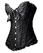 YAQKUOA Womens Corset Plus Size Sexy Lingerie Floral Lace Up Overbust Bustier Top black