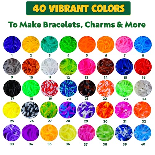 Loomartic 6000+Elastic Rubber Loom Bands Kit Premium Quality Loom Bands Kits for Girls in 20 Multi Colors with Bracelet Beads for Friendship Bracelet Making kit for Girls and Birthday Gifts for Kids