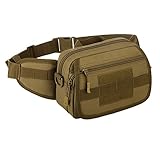 WOTOW Multi Functional Waist Pack, Military Single Shoulder Hip Belt Bag Fanny Packs Water Resistant Waist Bag Pouch Hiking Climbing Outdoor Bumbag with Water Bottle Pocket Holder