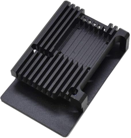 Casinlog para Raspberry Pi 4 Caja de Aleación de Aluminio CNC Cubierta protectora con Ventilador de Enfriamiento para RPI 4 Modelo B (Negro)