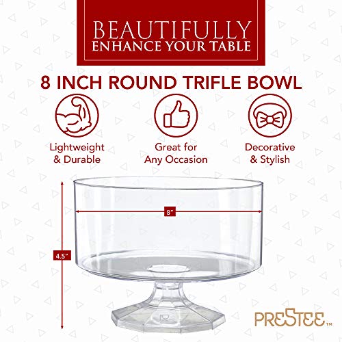 Disposable Pedestal Trifle Bowl, 3 Pack 8” Round Clear Elegant