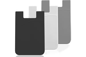 MEROQEEL Adhesive Phone Wallet Card Holder for Phone Case, Silicone Credit Business ID Cards Pocket on Back of iPhone, Android Phones, Sticky Cellphone Cardholder Sleeve with Stretchy Rubber for Samsung Galaxy