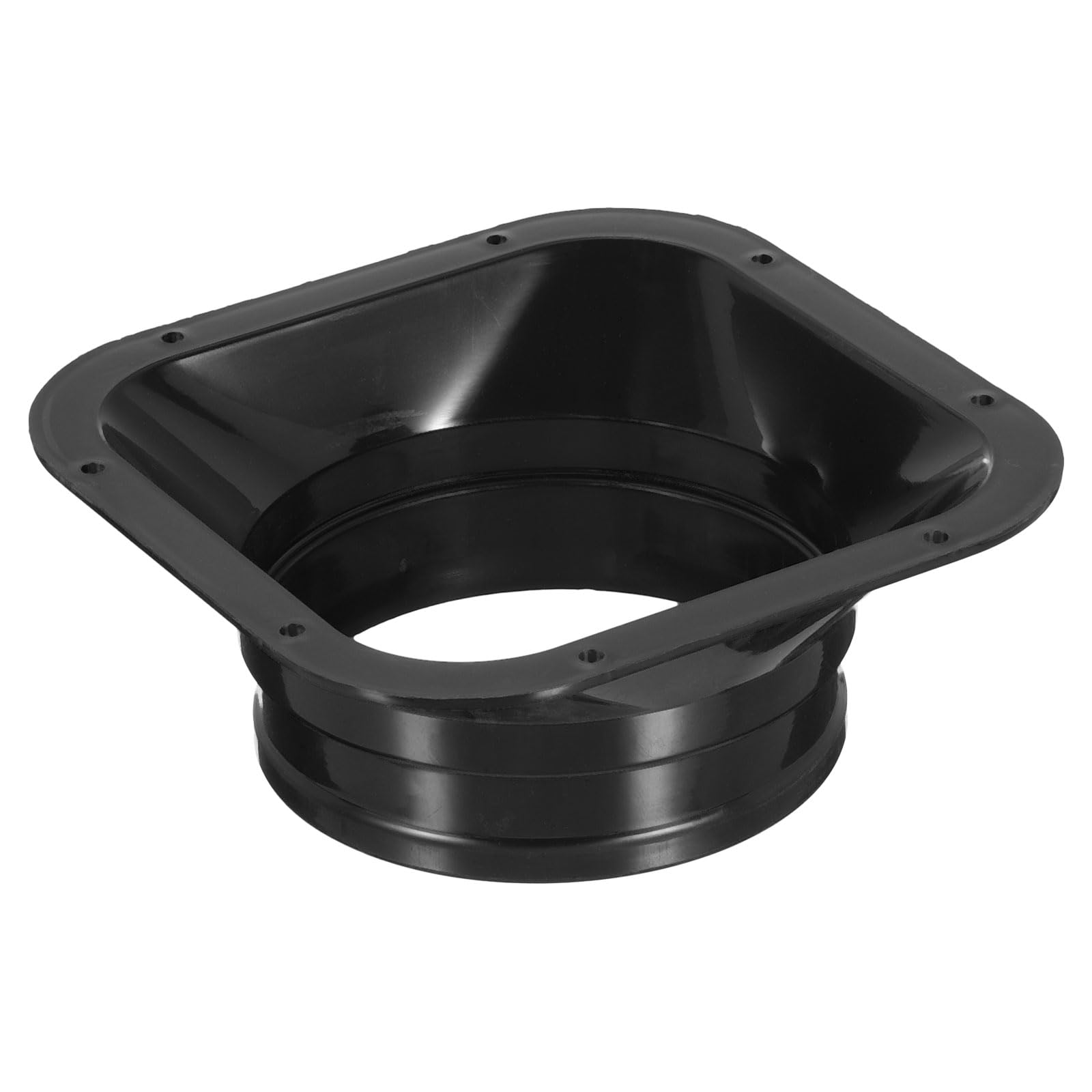 PATIKIL 5" Duct Connector Flange, PP Dryer Vent Wall Plate Square to Round Straight Ducting Plate for Air Heating Cooling Ventilation Exhaust Fan, Black