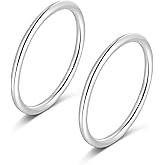 CANDYFANCY 925 Sterling Silver 1.2mm Stacking Midi Thin Rings Thumb Pinky Ring Stack Knuckle Rings for Women Band Ring Size 2.5-8.5
