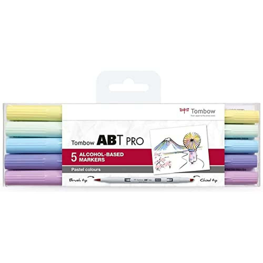 Tombow ABT PRO Alcohol-based Marker Pens Set of 5 - Pastel Colours