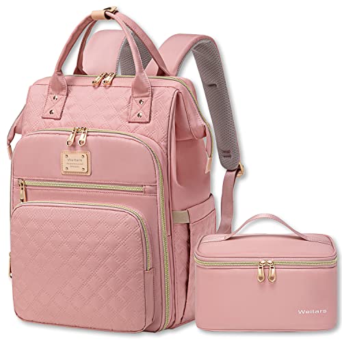 Weitars Lunch-Rucksack – 15,6 Zoll Laptop-Rucksack für Damen, Reisen und Arbeit, Pink, L12‘’ * W9‘’* H17‘‘, Urlaub