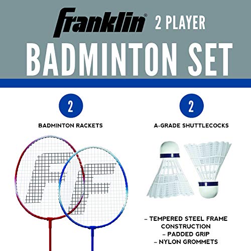 Franklin Sports Badminton Racket + Birdie Set 2 Badminton Rackets