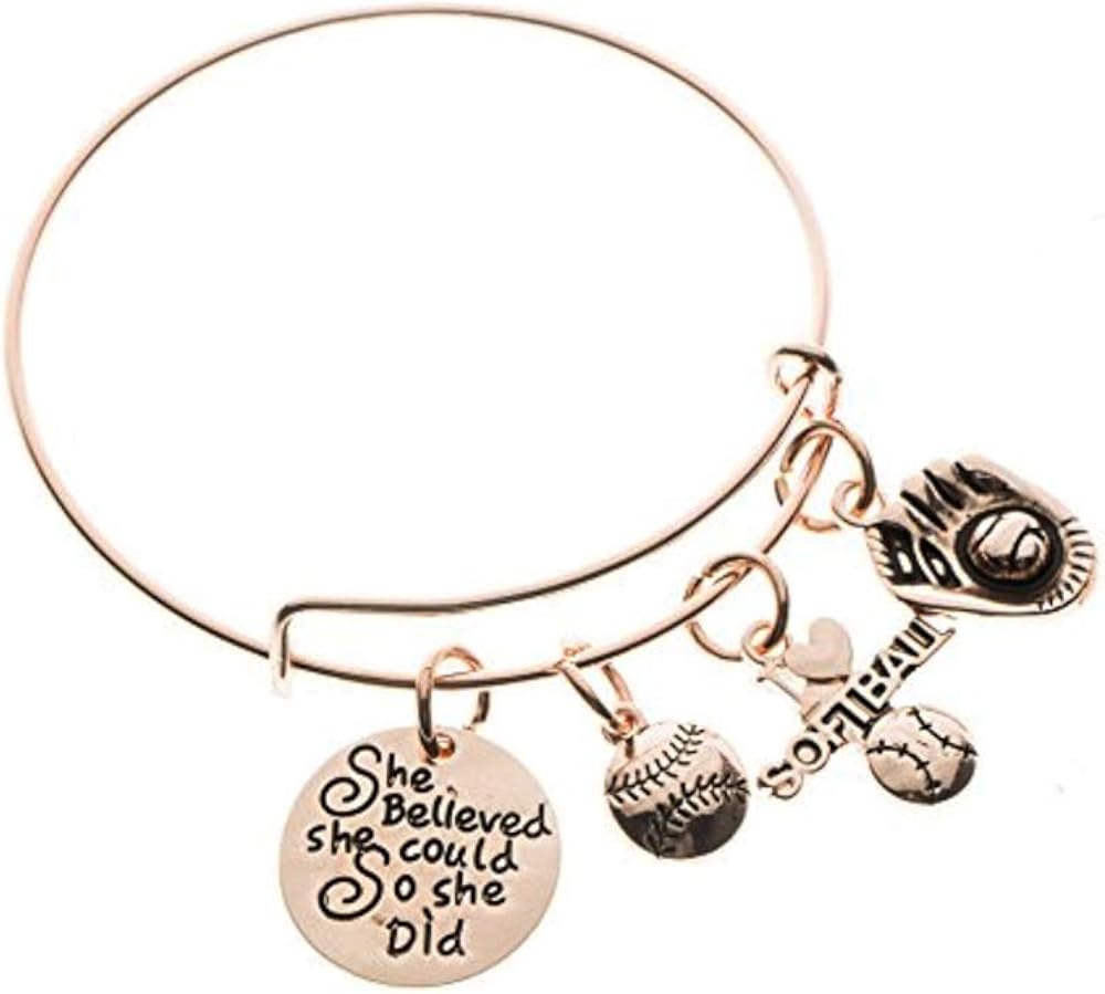 Softball Bracelet Rose Gold She Believed She Could So She