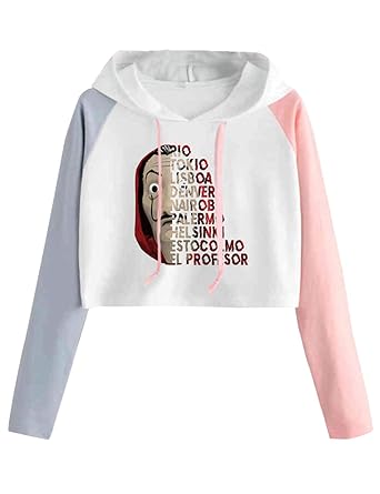 Felpa La Casa Di Carta Donna Nairobi Casa De Papel Felpa Corta Con Cappuccio Hoodie Pullover Sweater Sweatshirt Netflix Tv Serie Felpe Stampa Ragazza