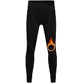 Blueleaf Boys Thermal Compression Pants - Youth Fleece Lined Athletic Leggings Kids Base Layer Tights Cold Weather Gear