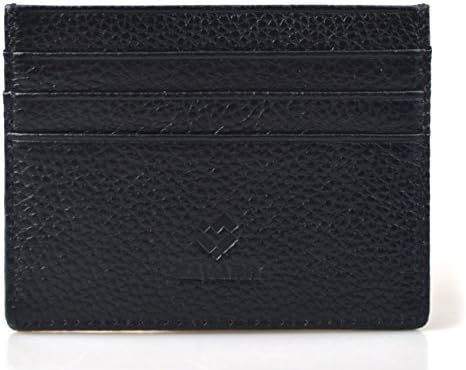 Eavann Credit Card Case, Leather Front Pocket Slim Wallet Insert with ID Window (Black)