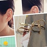 DDU(TM) 1 Pair Silver- Rhinestone Pattern Plating Otica Ear Cuff Earring Hoop Clip On No Piercing Ear Clip