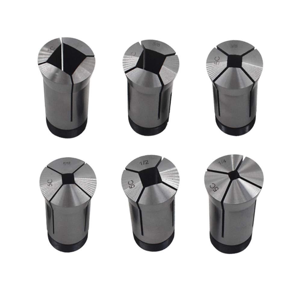 findmall 5C Square Collet 6 PC Set 1/4", 5/16",3/8",1/2",5/8",3/4" Fit for Machining Turning