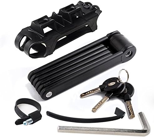 Spotact Folding Bike Lock, Heavy Duty Bicycle Foldable Lock with Holder and Keys, High Security Anti-Theft, Best Locking Tool Kit for Outdoors Mountain Cycling