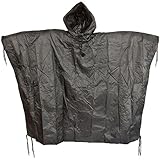 Men's US Waterproof Ripstop Hooded Nylon Festival Poncho in Black