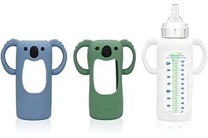 DOLREME 3 Pack Silicone Bottle Sleeves for Dr. Brown's Glass Baby Bottles, 8 oz, Anti-Slip Protective Covers with Handles, Baby Essentials(Bottles Not Included)