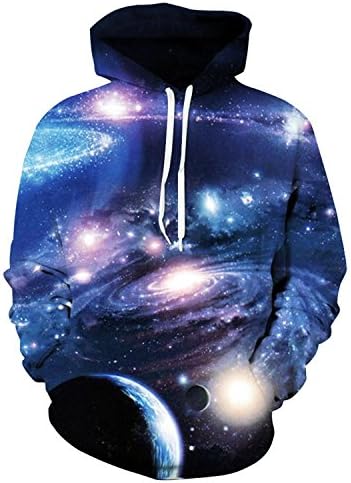Jamemcabin 3D Sweatshirts Men/Women Hoodies With Hat Print Stars Autumn Winter Loose Thin Hooded Hoody Tops Dm107 XL