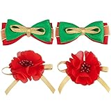 Blueberry Pet Pack of 4 Holiday Festival Wish-list Handmade Dog Hair Clips, Pet Grooming long Hair Accessories, Christmas Gifts for Dogs & Cats