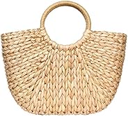 Summer Rattan Bag for Women Straw Hand-woven Top-handle Handbag Beach Sea Straw Rattan Tote Clutch Bags