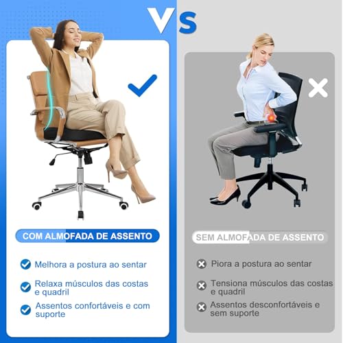 Almofada Cóccix Ortopédica Ergonômica Viscoelastico Espuma para Alívio Nervo Ciático e Hemorroida