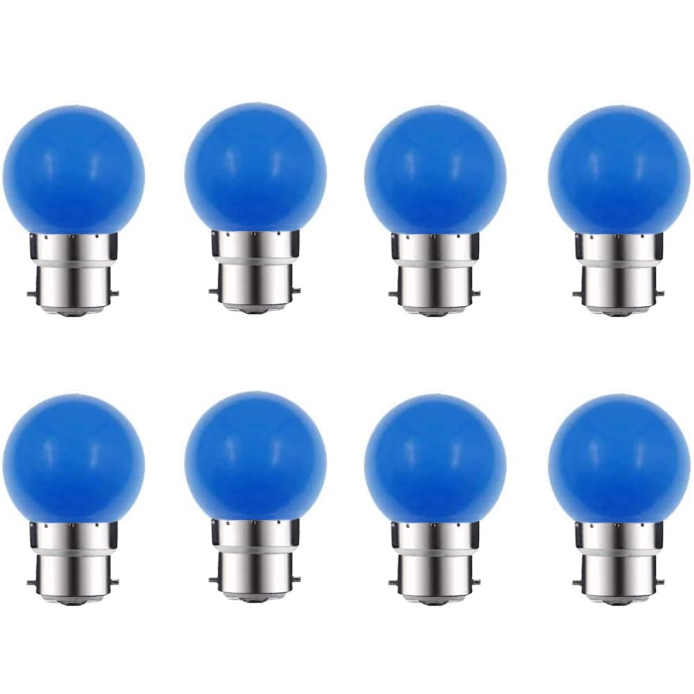 ZFQ 8 Pack B22 Bayonet Colored LED Light Bulbs 2W G45 Golf Ball Mini Globe Bulb Lighting Bulbs,Blue for Outdoor Indoor String Patio Garden Party Christmas, Tree, Fairy Party Night Lights