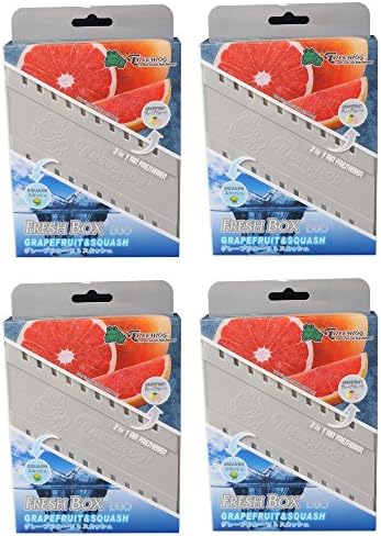 Fresh Box Duo Treefrog Car Air Freshener 4-Packs Grapefruit & Squash scent, 2 in 1 Popular Japan Fragrance