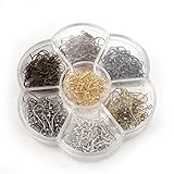 MEIBEADS 210pcs/lot Fish Hook Earrings Ear wires Iron Wire Earring Hooks with Large Loop - Brass Earring Hooks Nickel Free for Jewelry Making(Mixed color)