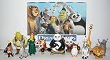 Dreamworks Deluxe Mini Toy Figure Playset of 12 with characters from Madagascar, Shrek and Kung Fu Panda!