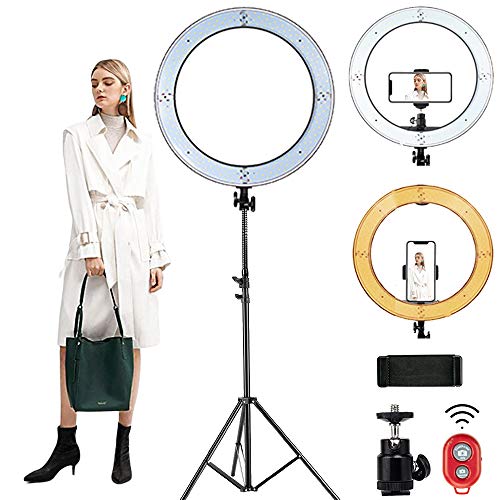 MOUNTDOG 18'' Ring Light with 79'' Light Stand, Bluetooth Dimmable LED Ring Light with 360° Rotatable Phone Holder, Carrying Bag for YouTube, Lighting Portrait, Video Shooting, Make Up - Thumbnail 6