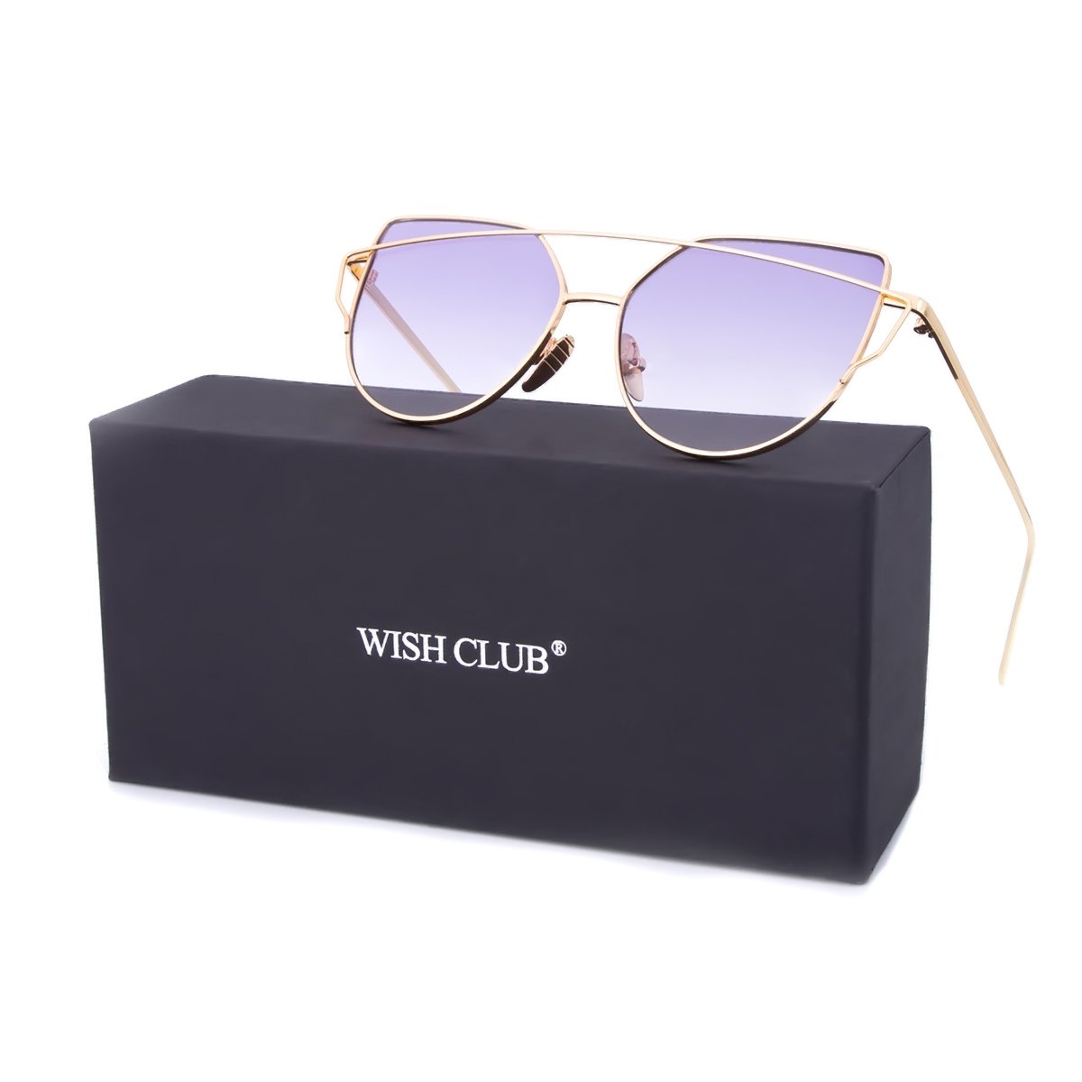 WISH CLUB Women Cat Eye Sunglasses Oversized Transparent Clear Fashion Lens Durable UV400 Glasses(Mixpurple)