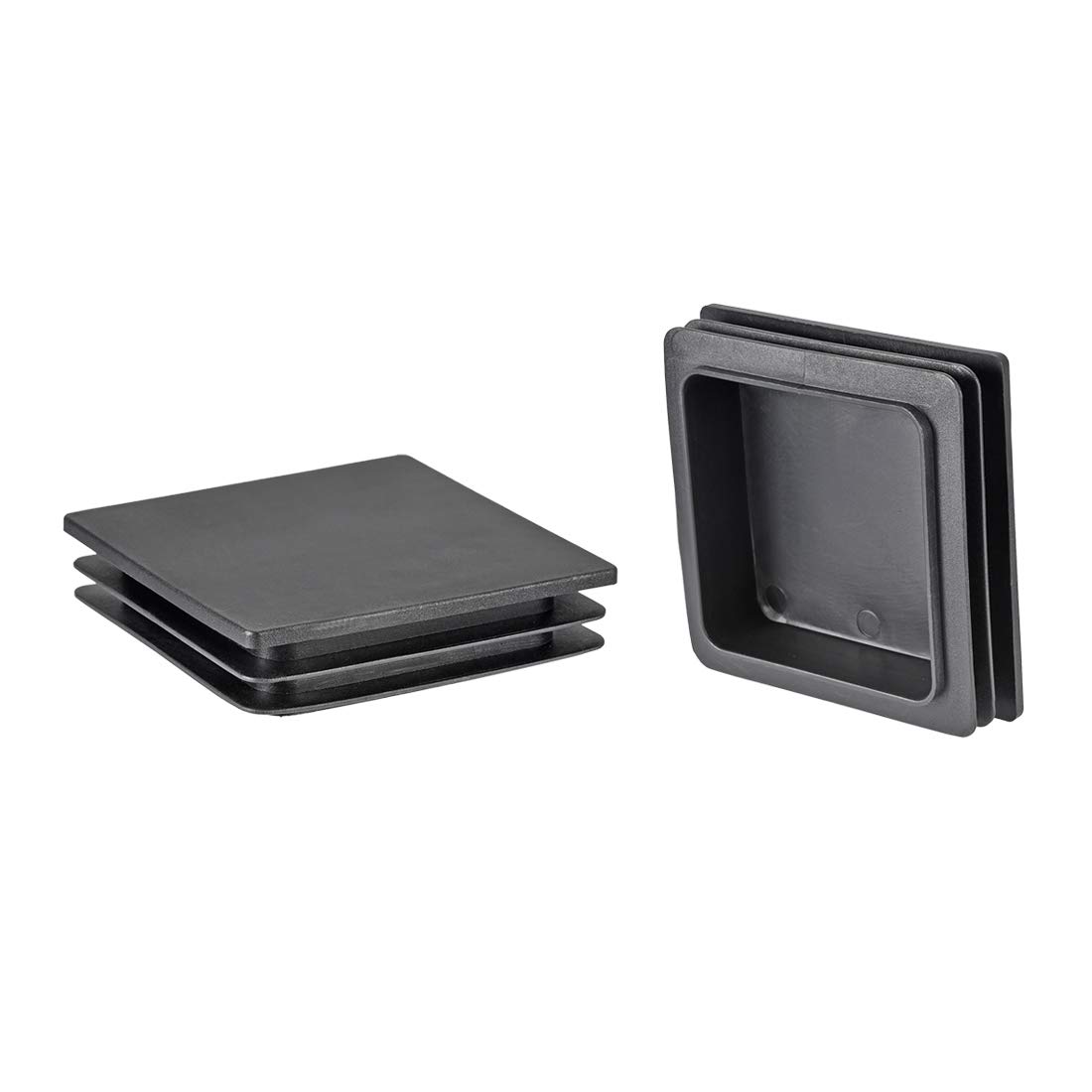 sourcing map 4Pcs 100mmx100mm(3.94inch) Plastic Tubing Plug Square Post End Caps for Handrail Stair Newel Guardrail Tube Black