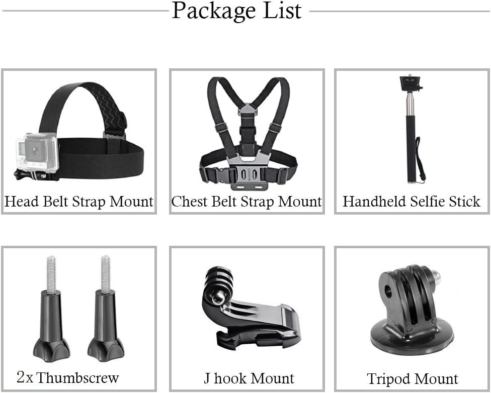 VVHOOY 3 in 1 Universal Action Camera Accessories Kit Head Strap