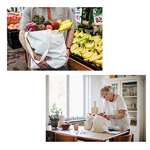 NAECOUS Canvas Grocery Shopping Bags with Bottle Sleeves, 10 oz Heavy Duty & Premium Reusable Cloth Totes, Washable&Durable&Eco-Friendly Wine Totes with Handles (2 Bags)