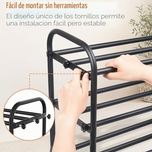 Zapatero Extensible de 3 Niveles, Zapateros de Metalico, Shoe Rack para 6-12 Pares de Zapatos, sapateira pequeño para Exterior, Armarios, Interior, Rango de Ajustable(45-80) cm ancho