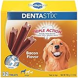 PEDIGREE DENTASTIX Large Dog Chew Treats, Bacon, (Pack of 32), Reduces Plaque and Tartar Buildup