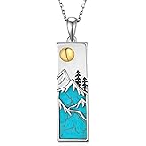 Biduanro Genuine Turquoise Necklace for Women 925 Sterling Silver Turquoise Mountain Necklace Vintage Western Necklace Genuine Nature Turquoise Jewelry for Women