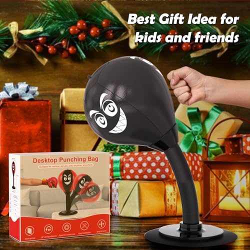 Desktop Punching Bag - Stress Buster - Heavy Duty Stress Relief Ball - Desk Boxing Punch Ball, Suction Cup Reflex Strain and Tension Toys, Funny Gag Toys for Kids, Coworkers, and Friends