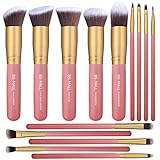 BS-MALL New 14 Pcs Makeup Brushes Premium Synthetic Kabuki Makeup Brush Set Cosmetics Foundation Blending Blush Eyeliner Face Powder Brush Makeup Brush Kit(golden Pink)