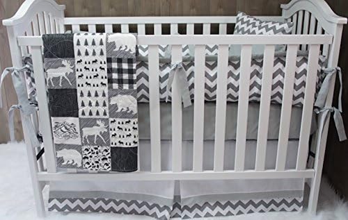 Baby Boy / Girl Chevron , Baby Bedding , Woodlands , Moose , Crib Bedding , Nursery Room , Babylooms
