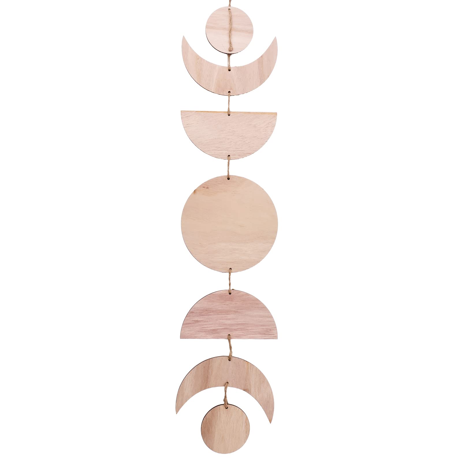 CHGCRAFT Moon Cycle Wall Decor Moon Phase Wooden Pendant Decorations Sun Moon Bohemian Style Wall Hanging Ornaments for Bedroom Living Room Wall Decorations, Wheat, 800mm